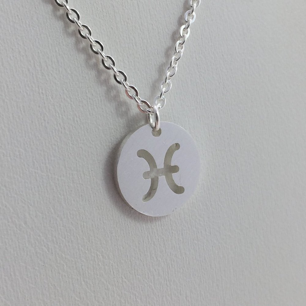 Jewelry necklace Pisces zodiac horoscope celestial silver dainty round new